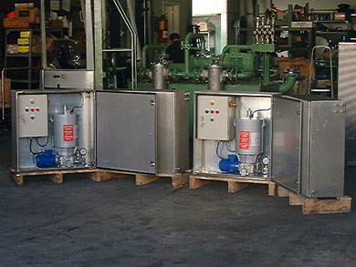 Motobombes Flenco per sistema de lubricació centralitzada d'unes grues portuàries